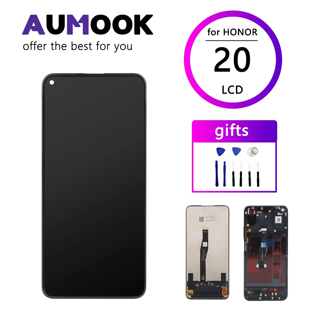 

AUMOOK Quality AAA for Huawei Honor 20 LCD Touch Screen Display Premium Replacement Parts With Frame Digitizer Screen Assembly
