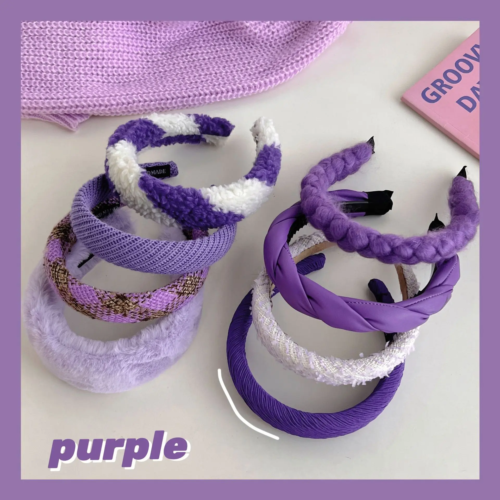 

Повязка для волос в Корейском стиле, фиолетовая Дамская шпилька для волос, увеличивающая рост, аксессуар на голову