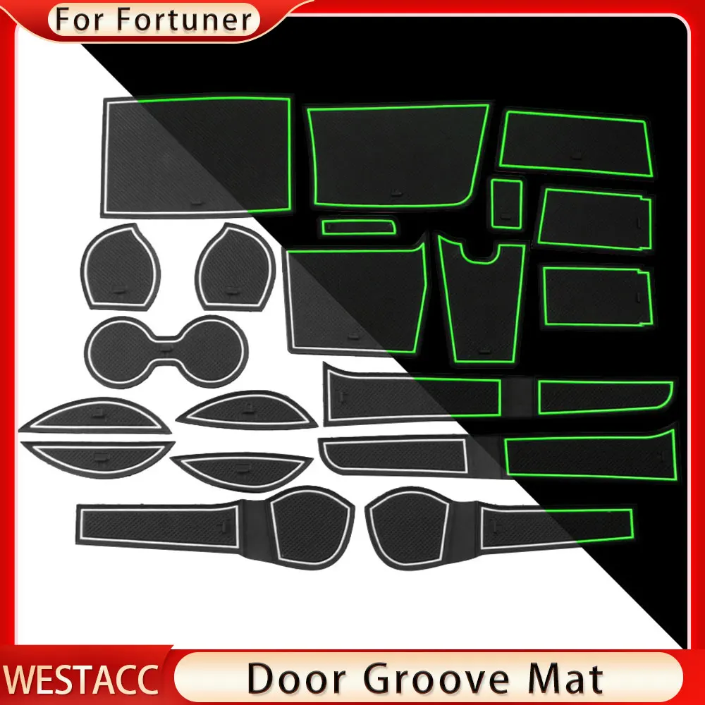 20Pcs Non-Slip Door Groove Mat for Toyota Fortuner SW4 2008 - 2018 Rubber Gate Slot Pad Cup Cushion Mats Styling Accessories
