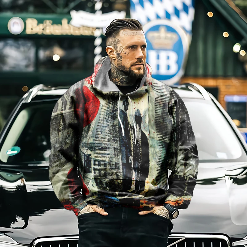 

Fashion Art Retro 2021 Men's Clothing Long Sleeve Sweater Hoodie Street Trend European and American Style Fall Winter