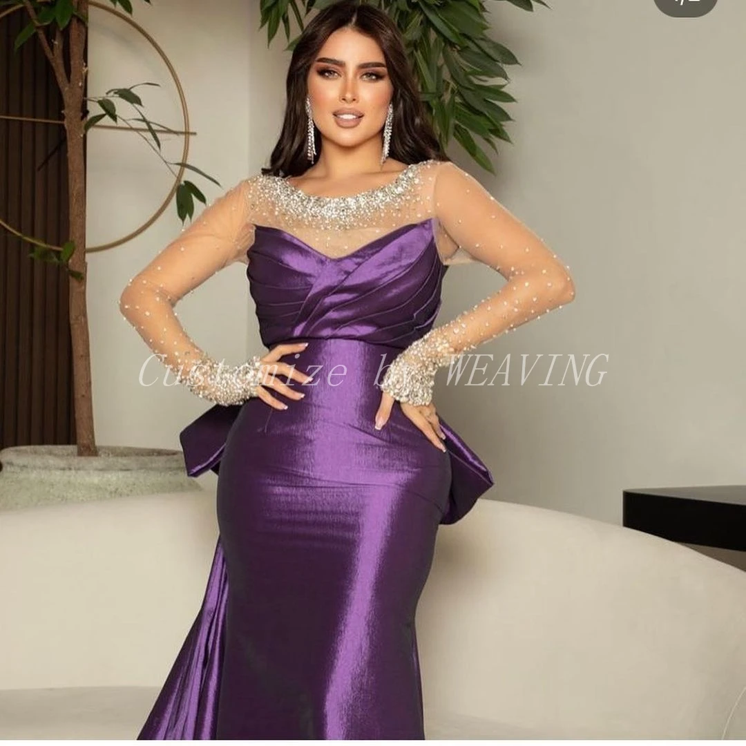 

Женское платье с длинным рукавом и бантом, вечернее платье