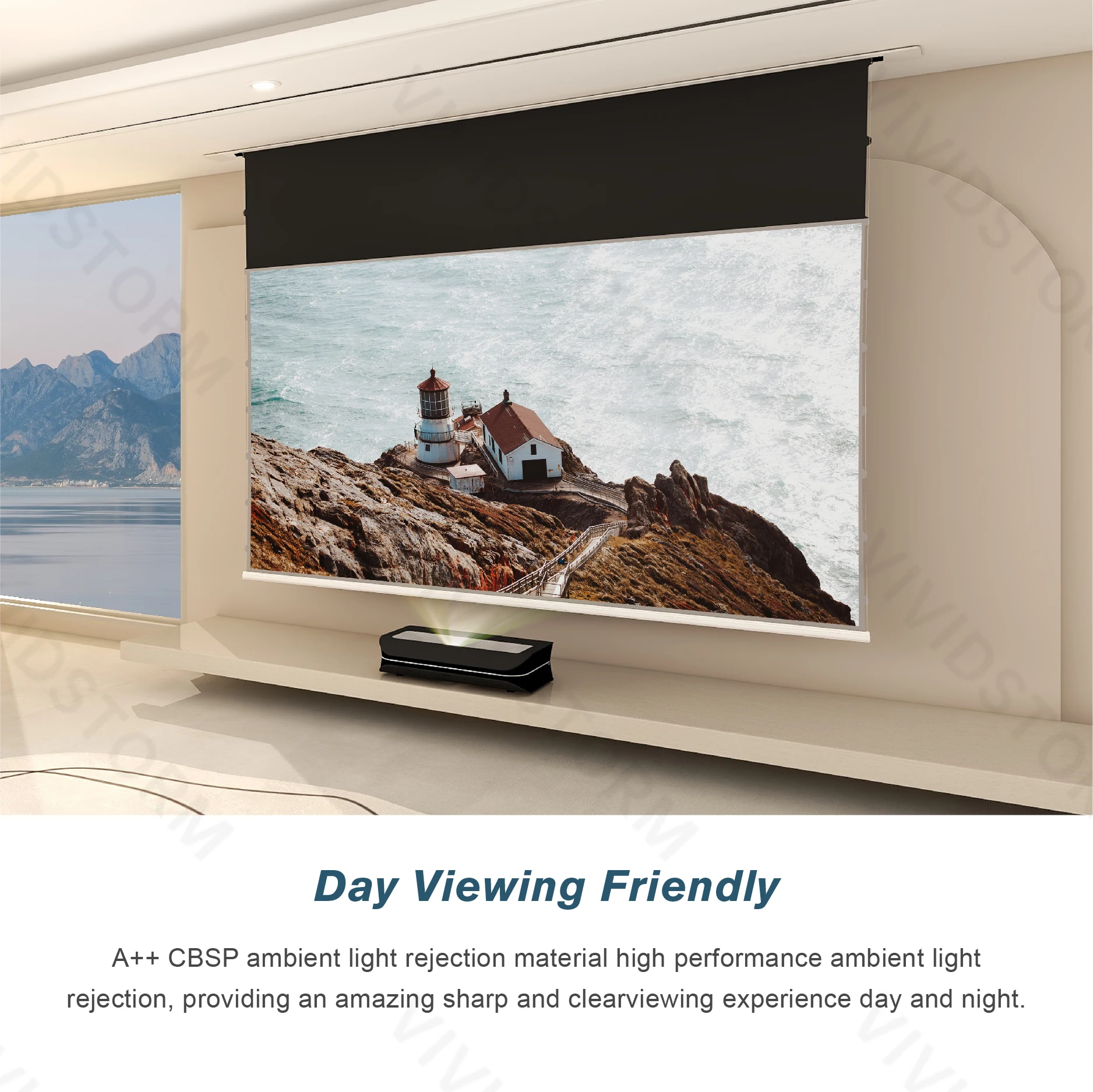 Встроенный потолочный проекционный экран VIVIDSTORM Pro 84 дюйма скрытый вытяжной для