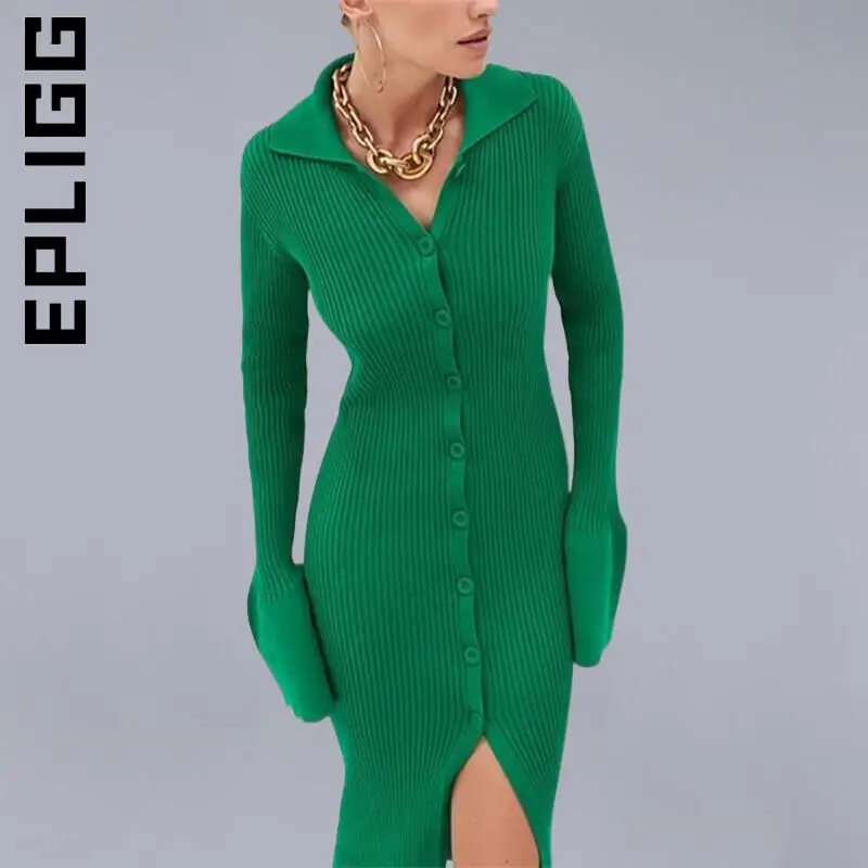 

Epligg Women Sexy Sweater Knitted Slim Pullover Sweaters Women Temperament Holiday Outfits Casual Elegant Dress Female Robe