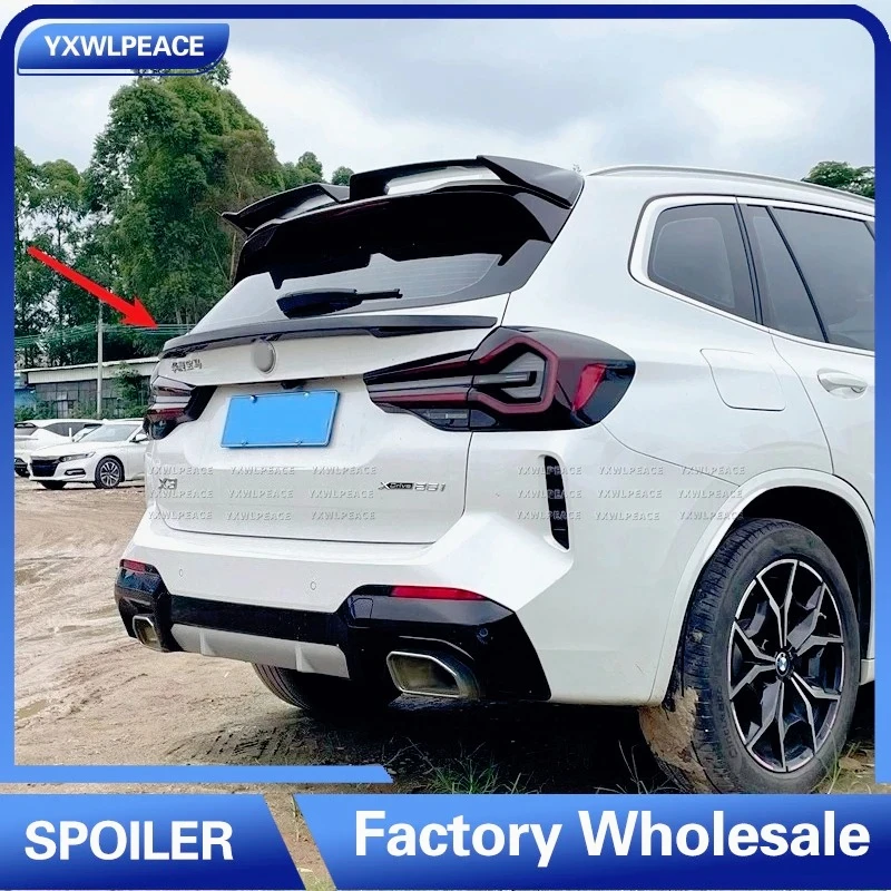 Фото MP Style для Bmw X3 G01 iX3 G08 X3M F97 30i 30d M40i 2017-2023 ABS Gloosy Черный задний багажник Средний багажник Спойлер Автомобильные аксессуары №1