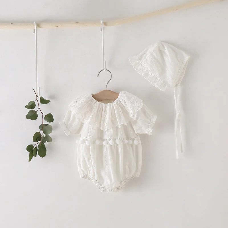 Criscky Cute Baby Clothing Spring Autumn New Fashion Infant Toddler Girls Ruffles Clothes White Half Sleeve Romper Jumpsuit