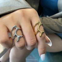 trend punk irregular rings vintage chunky hollow branches lava open ring for women men kpop geometric rings jewelry accessories