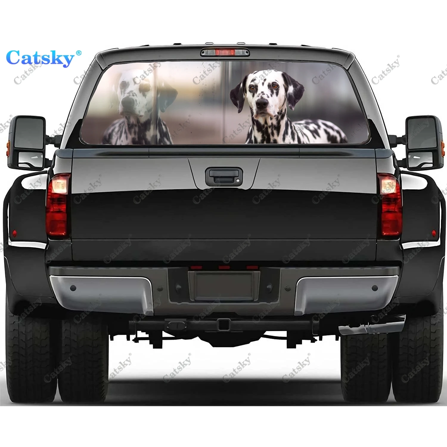 

Animal - Dalmatian Rear Window Decals for Truck,Pickup Window Decal,Rear Window Tint Graphic Perforated Vinyl Truck Sticker