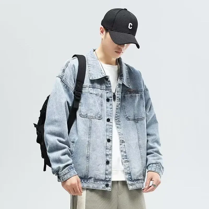 Джинсовая куртка модный корейский стиль мужской весенне-осенний повседневный
