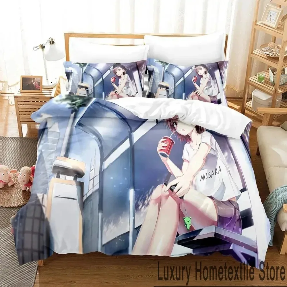 Misaka Mikoto A Certain Magical Index Railgun Bedding Set Boys Girls Twin Queen King Size Duvet Cover Pillowcase Bed boys Adult