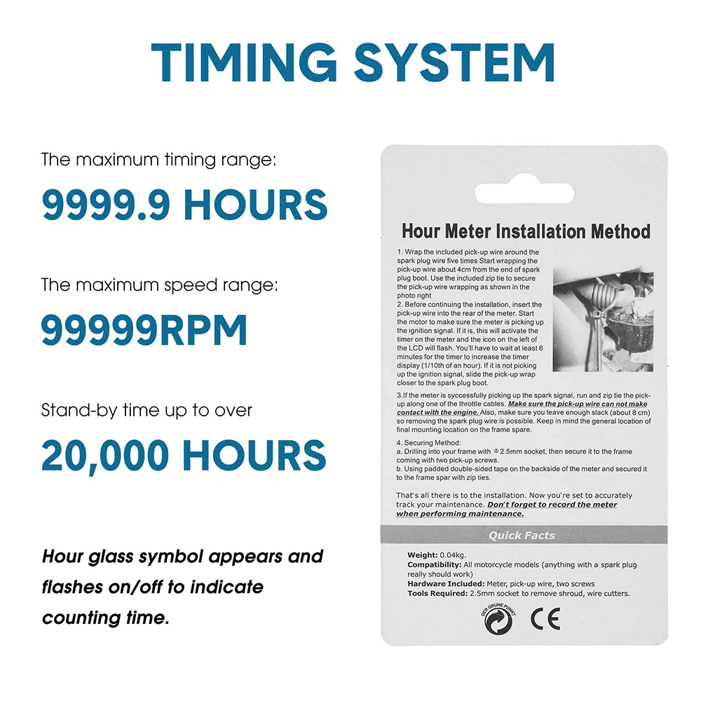 Индуктивный таймер рабочий счетчик часов двигателя мотоцикла водонепроницаемый