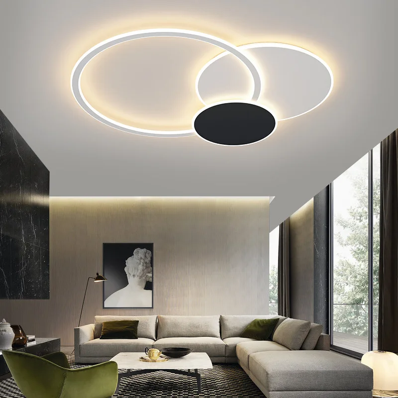 

Nordic Bedroom Led Ceiling Light Modern Study Indoor Lighting Black And White Ring Living Dining Room Bedroom Decor Ceiling Lamp
