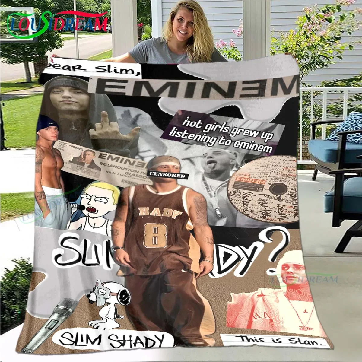 Pop Singer E-Eminem Blanket Flannel Throw for Home Bedroom Bed Sofa Picnic Office Hiking Leisure Nap Birthday Gift