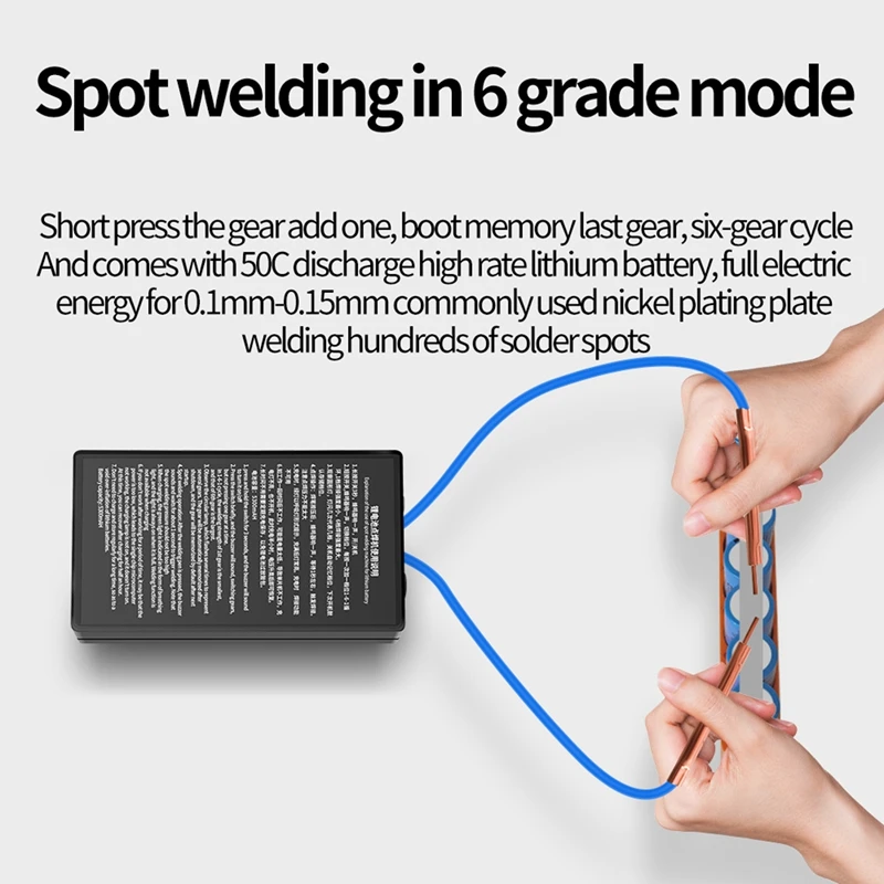 

Mini Hand-Held Spot Welder 0.1-0.15Mm 6-Gear Adjustable 10AWG For 18650 Lithium Battery Spot Welding