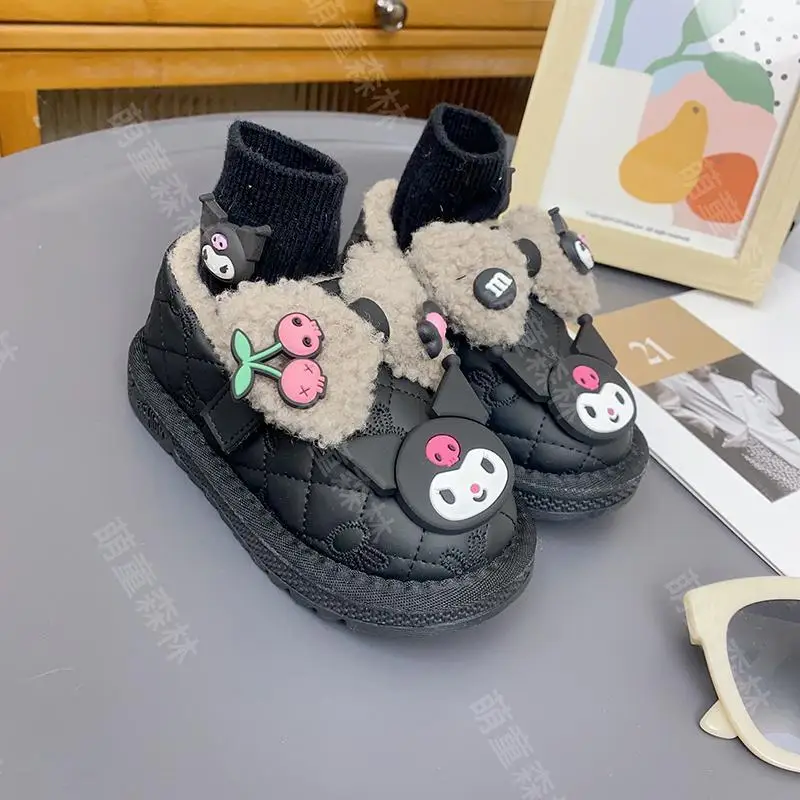

Kawaii Sanrio Anime Cinnamoroll Kuromi Kids Cotton Slippers 2023 New Winter Cute Cartoon Plush Cotton Shoes Girl Christmas Gift
