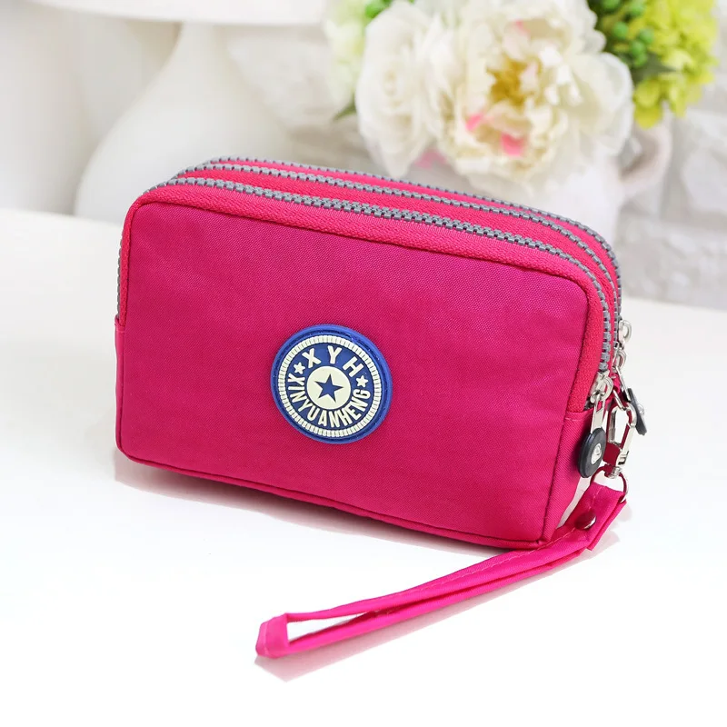 

Women Clutch Three-layer Zipper Oxford Cloth Mobile Phone Bag Handbags Multi-card Position Coin Purse Wristlet Bags Travel Purse