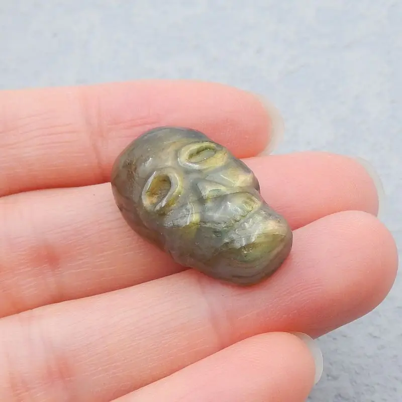 Резной череп яркий натуральный лабрадорит модные ювелирные изделия ручной