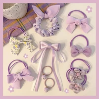 10pcsset new children bow rubber hair bands flower plaid kids elastic hair ropes scrunchies headwears baby girl accessories