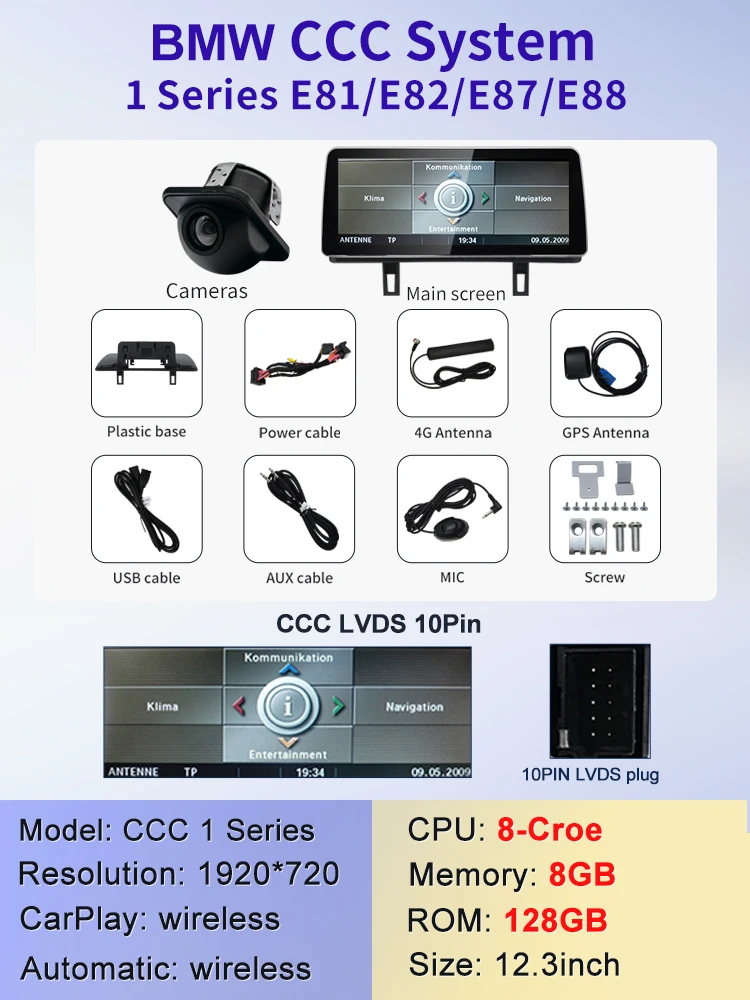 

STWEI 2024 Новая ID6 ID7 ID8 UI 12,3-дюймовая система Android Wireless Carplay AUTO для BMW 1 серии E81 E82 E87 E88 CCC CIC Автоплееры
