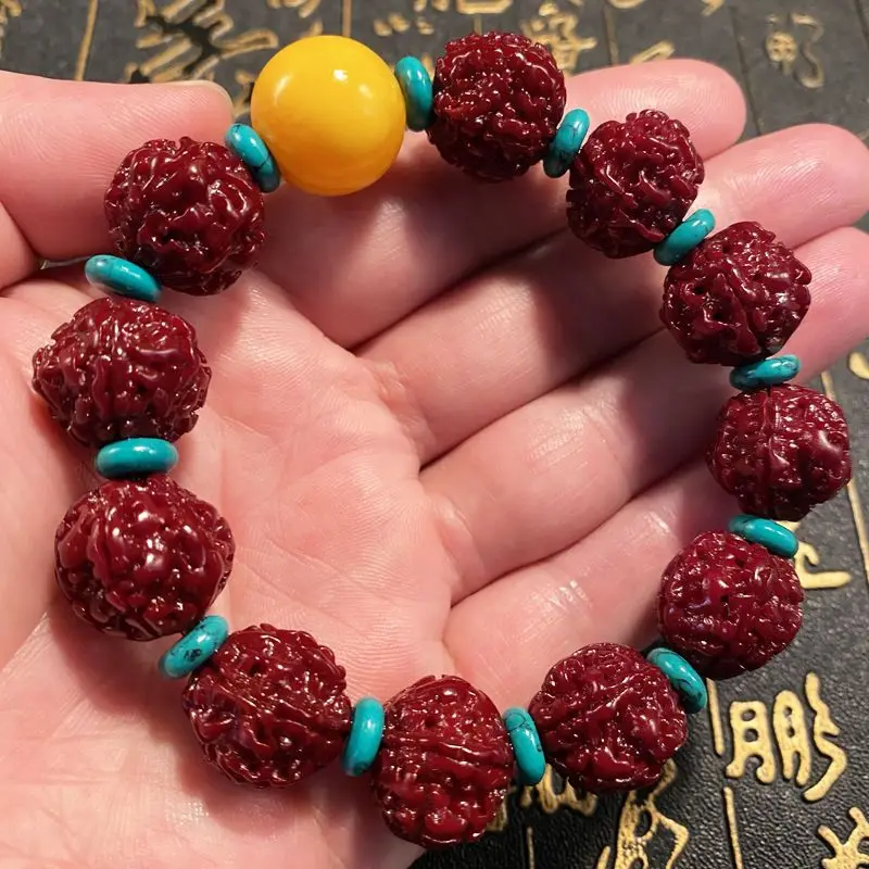 

SNQP Rudraksha Hand String Machine Brush Wrapped Paste Yuhua Wenju Big Vajra Accessories Five Or Six Petal Male Buddha