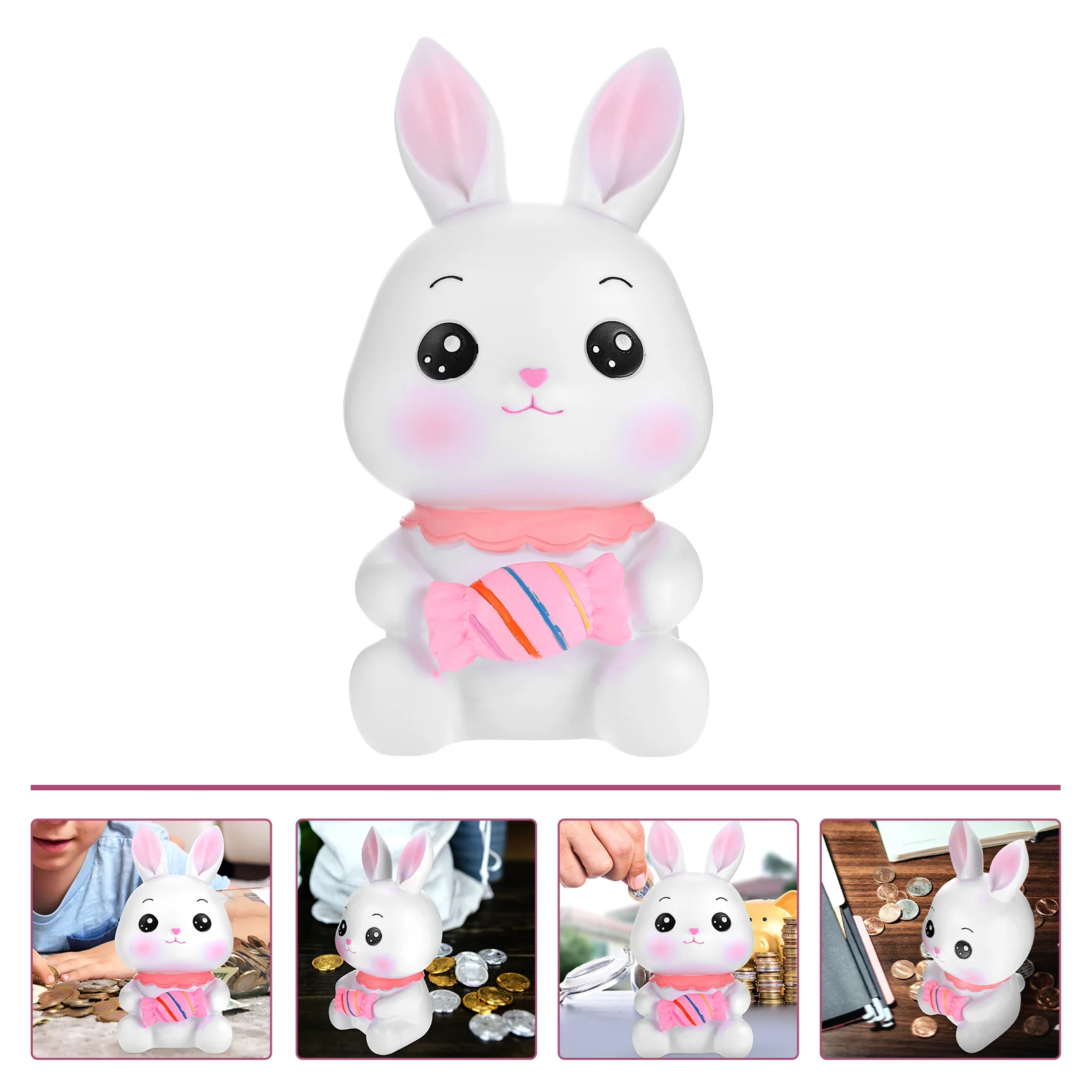 

Cartoon Piggy Bank Bunny Shaped Coin Jar Money Saving Box Kids Coin Holder