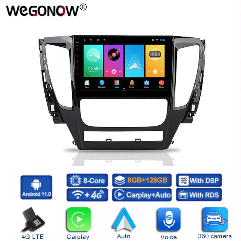 Автомобильный DVD-плеер Carplay с камерой IPS 360 8 ГБ + 128 Гб Android 12 0 GPS Bluetooth RDS Радио для