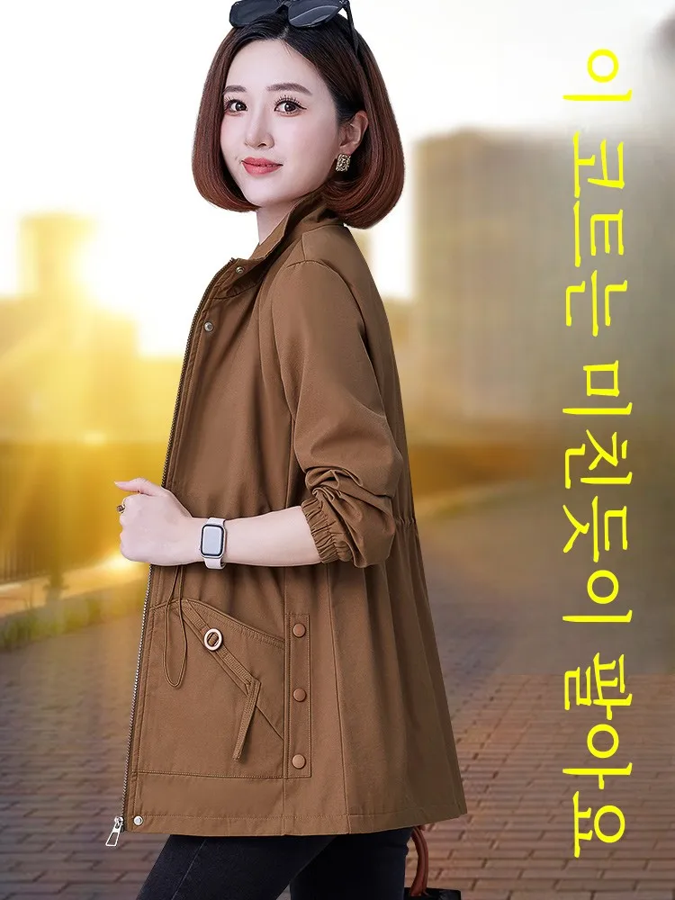 Тренч средней длины верхняя одежда для женщин весна и осень 2024 новая осенняя мам