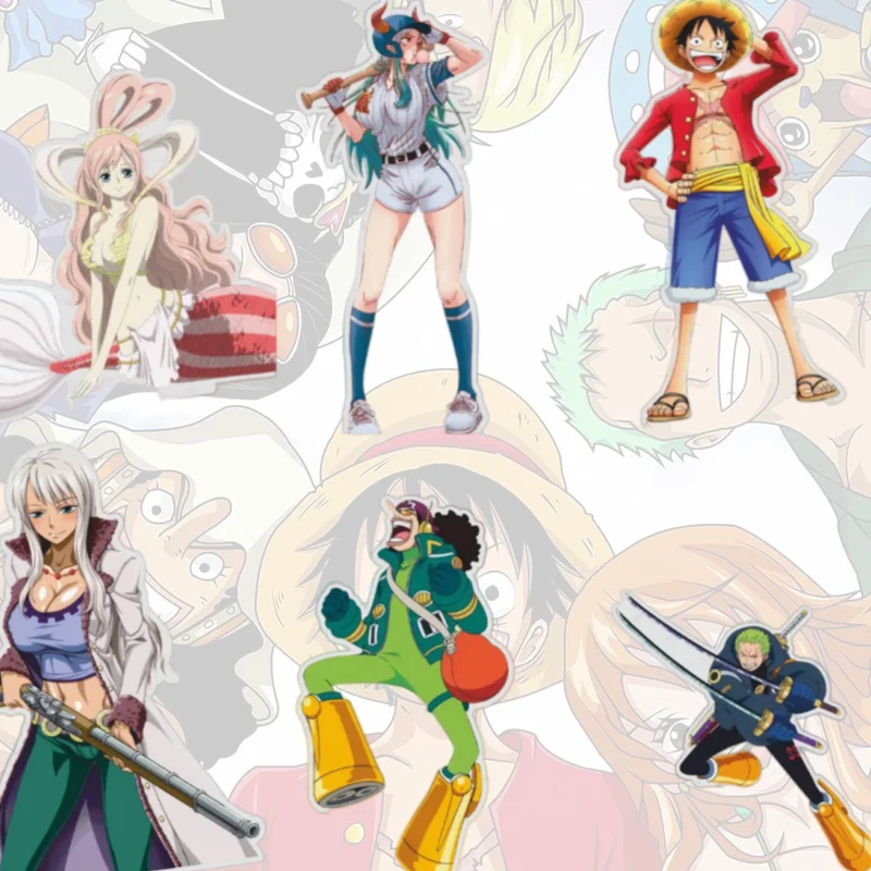 Фото Акриловая подставка 15 см с персонажами аниме One Piece: Усопп, Нико Оллива, Нами, Боа Хэнкок, Монки Д. Луффи. Настольные фигурки-подставки. Подарки. №1