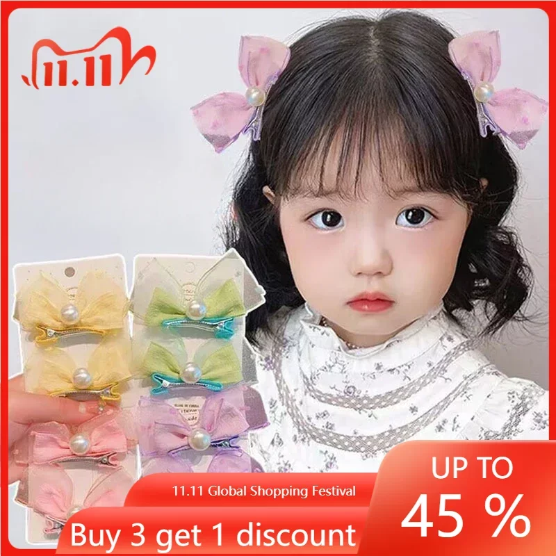 

South Korea Small Fresh Three-dimensional Pearl Bow Children's Clip Girl Rabbit Ears Hair Clip Baby Hair Clip Accessories