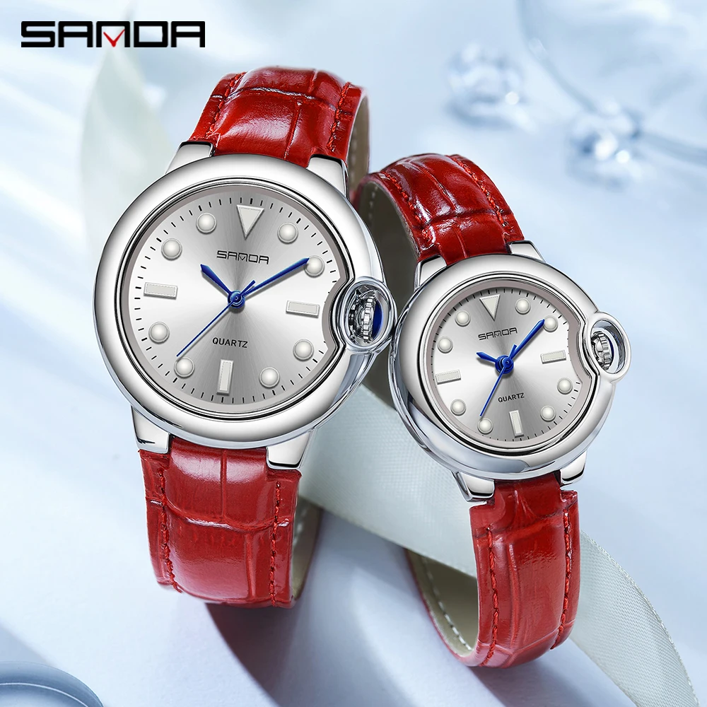 

SANDA Hot sell Couple Quartz Watch Ladies Fashion Leather Strap Practical Waterproof Men Women Quartz Wristwatch Gifts for Lover