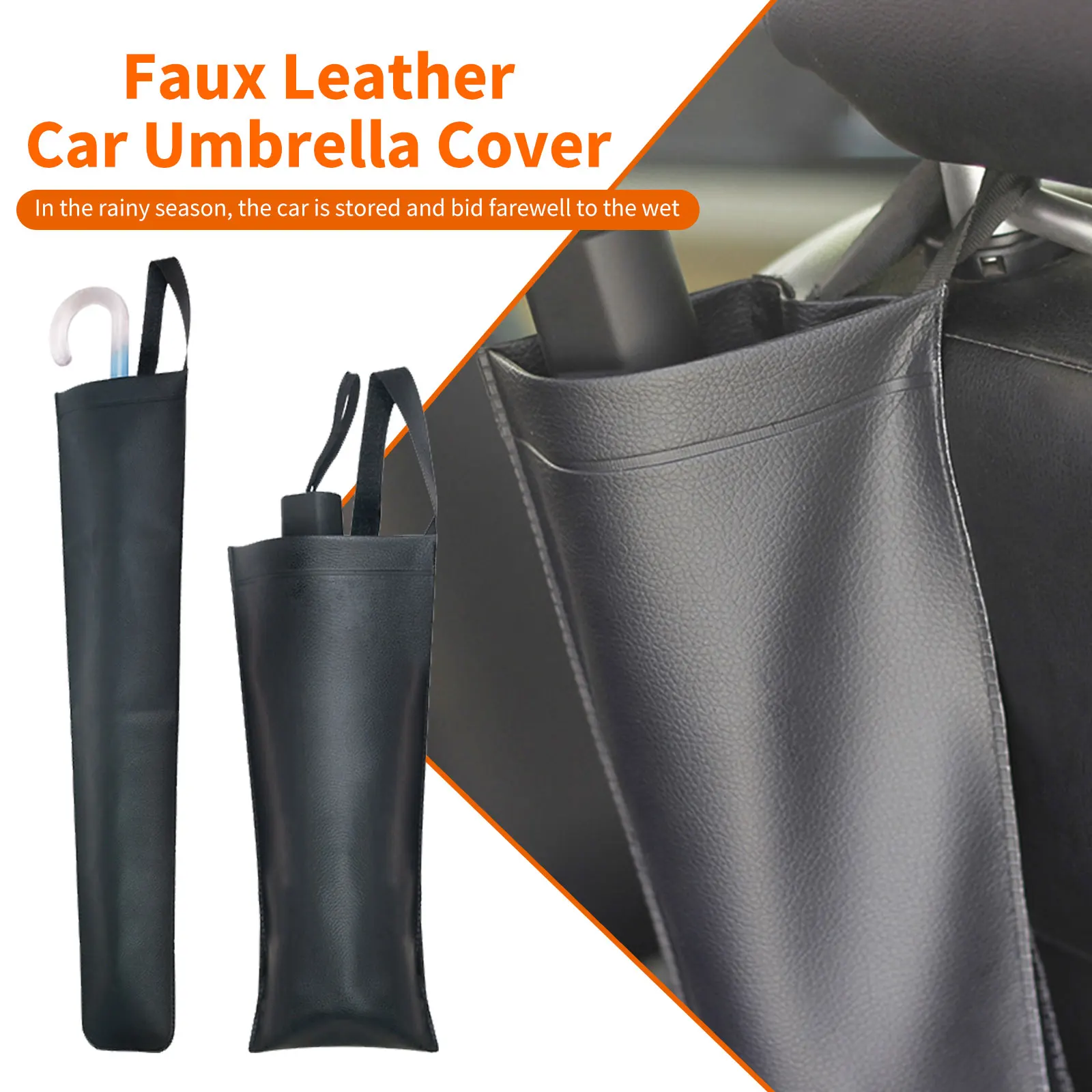 

Umbrella Storage Bag with Strap Faux Leather Car Umbrella Cover Handle Umbrella Storage Carrying with Strap