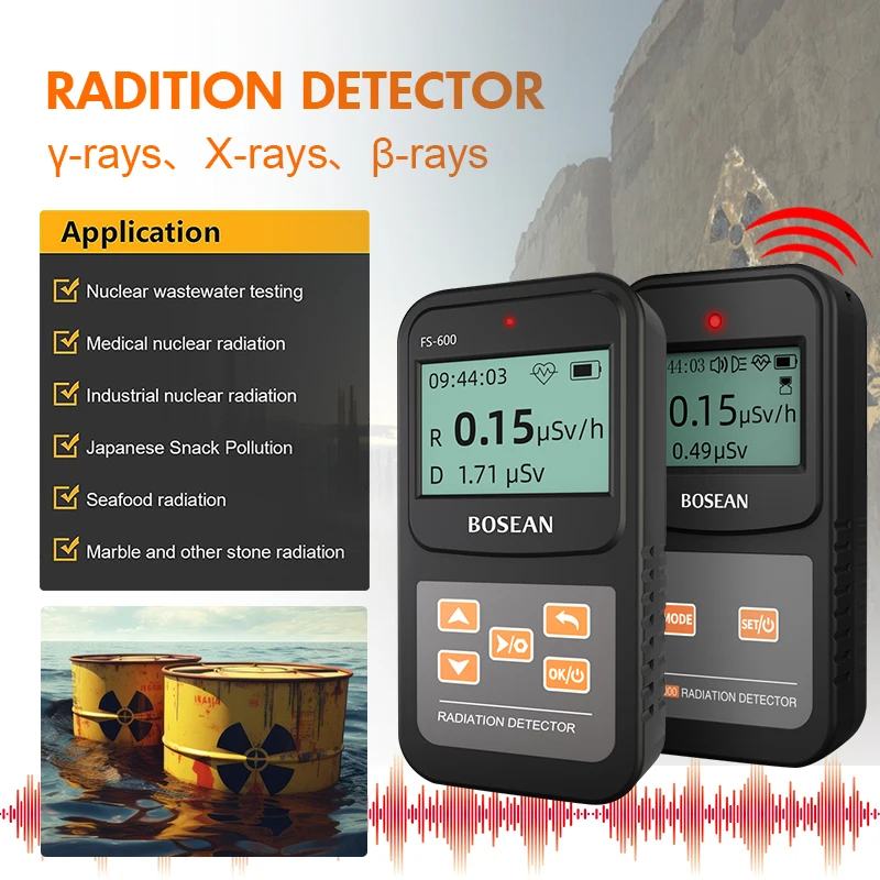

Bosean Geiger Counter Nuclear Radiation Detector With LCD Display Beta Gamma Ray Monitor Meter Nuclear Sewage Radiation Detector