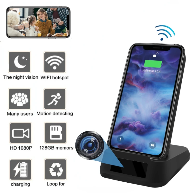 Беспроводное зарядное устройство 1080P HD мини-камера Wi-Fi для помещений камера