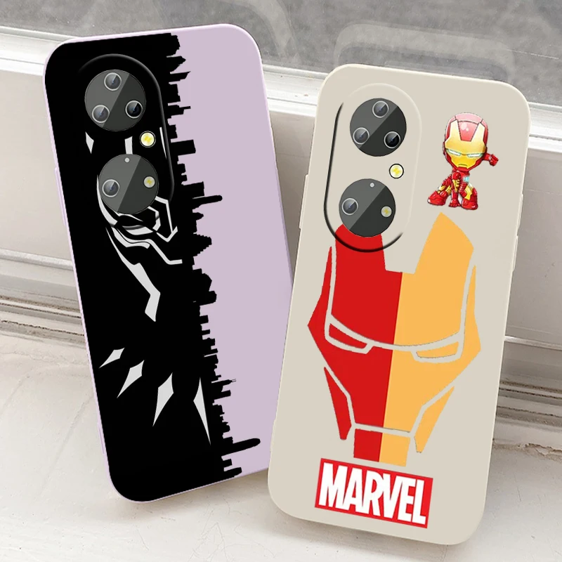 

Marvel Spiderman Iron Man Phone Case For Huawei P50 P40 P30 P20 Pro Lite E Y9S Y9A Y9 Y6 Nova Y70 5T 9 5G Liquid Rope