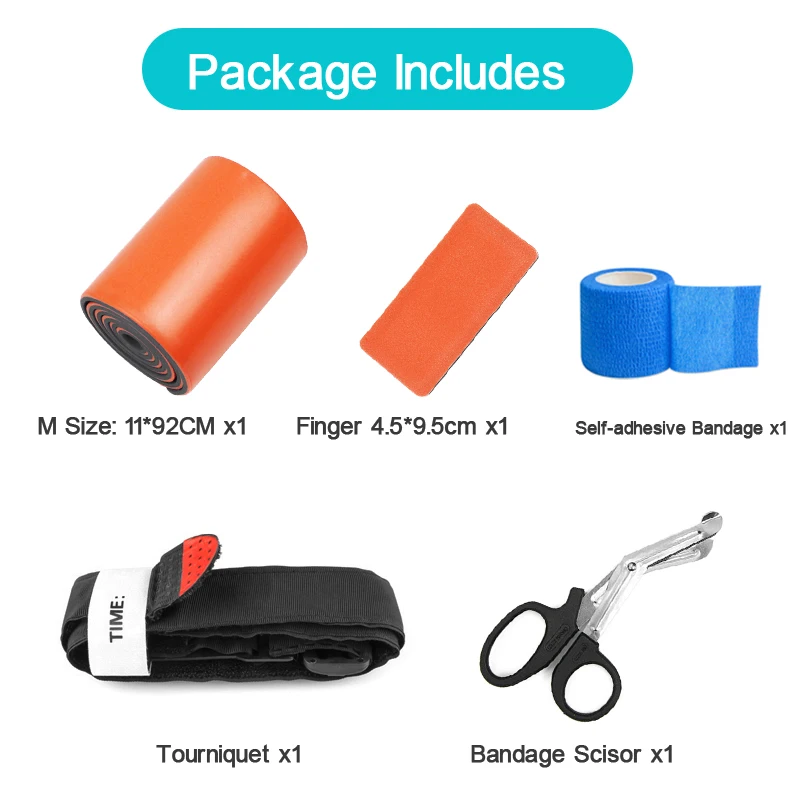 5 in 1 Medical Survival Splint Bandage Roll Pet Arm Leg Wrist Fracture Tourniquet Rescue Protection Set for Emergency First Aid