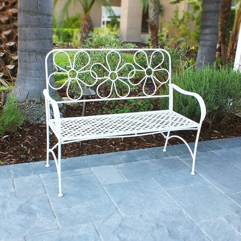 

Alpine Corporation Daisy Metal Garden Bench, White