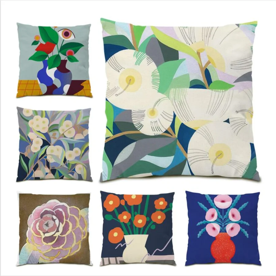 

Living Room Decoration 45x45 Throw Pillow Covers Bed Poster Cushion Cover 45x45 Simple Oil Painting Sofa Gift Square Line E0400
