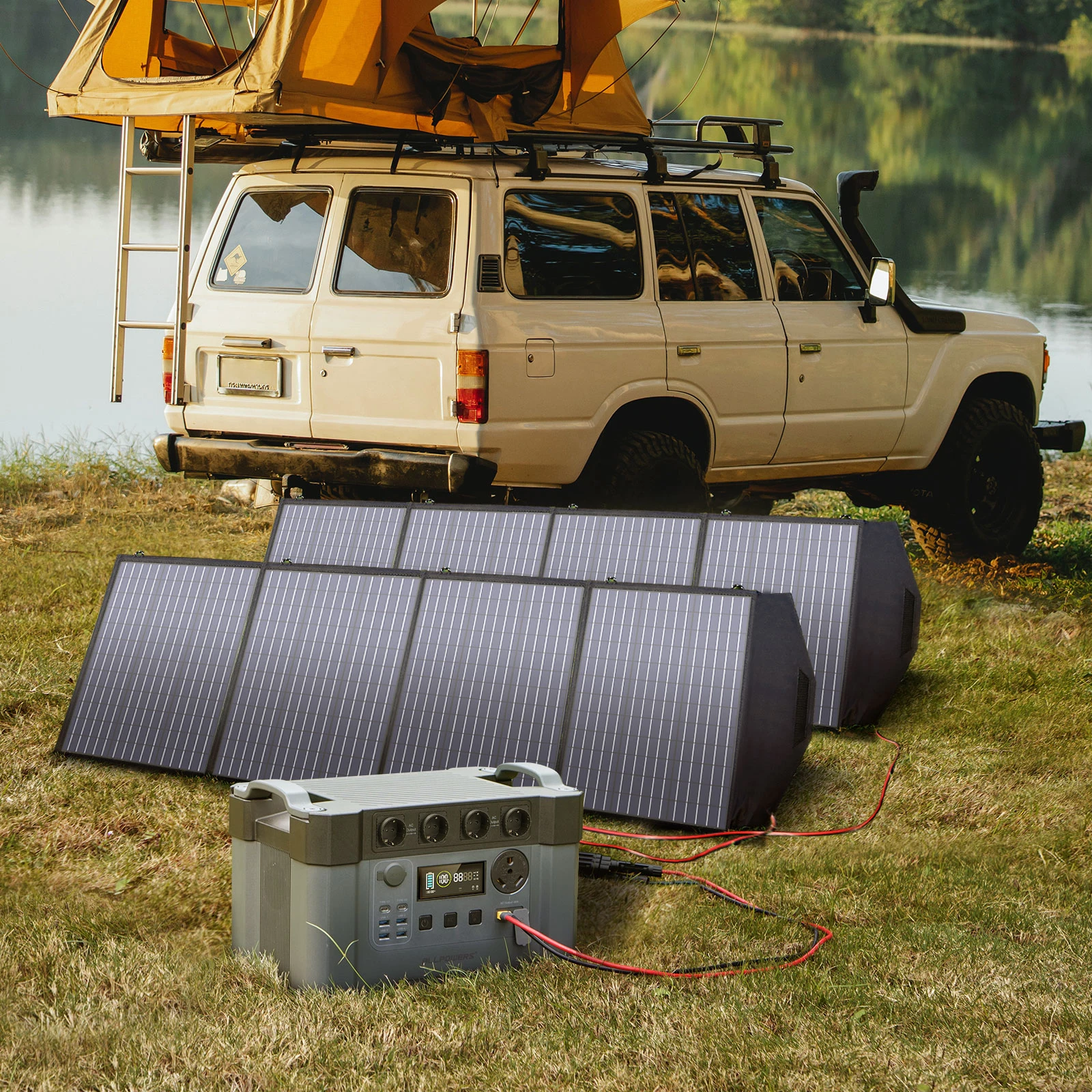 ALLPOWERS Портативный генератор 1500Wh Powerbank 2400W Powerstation Mit Solarpanel 200W Солнечное зарядное