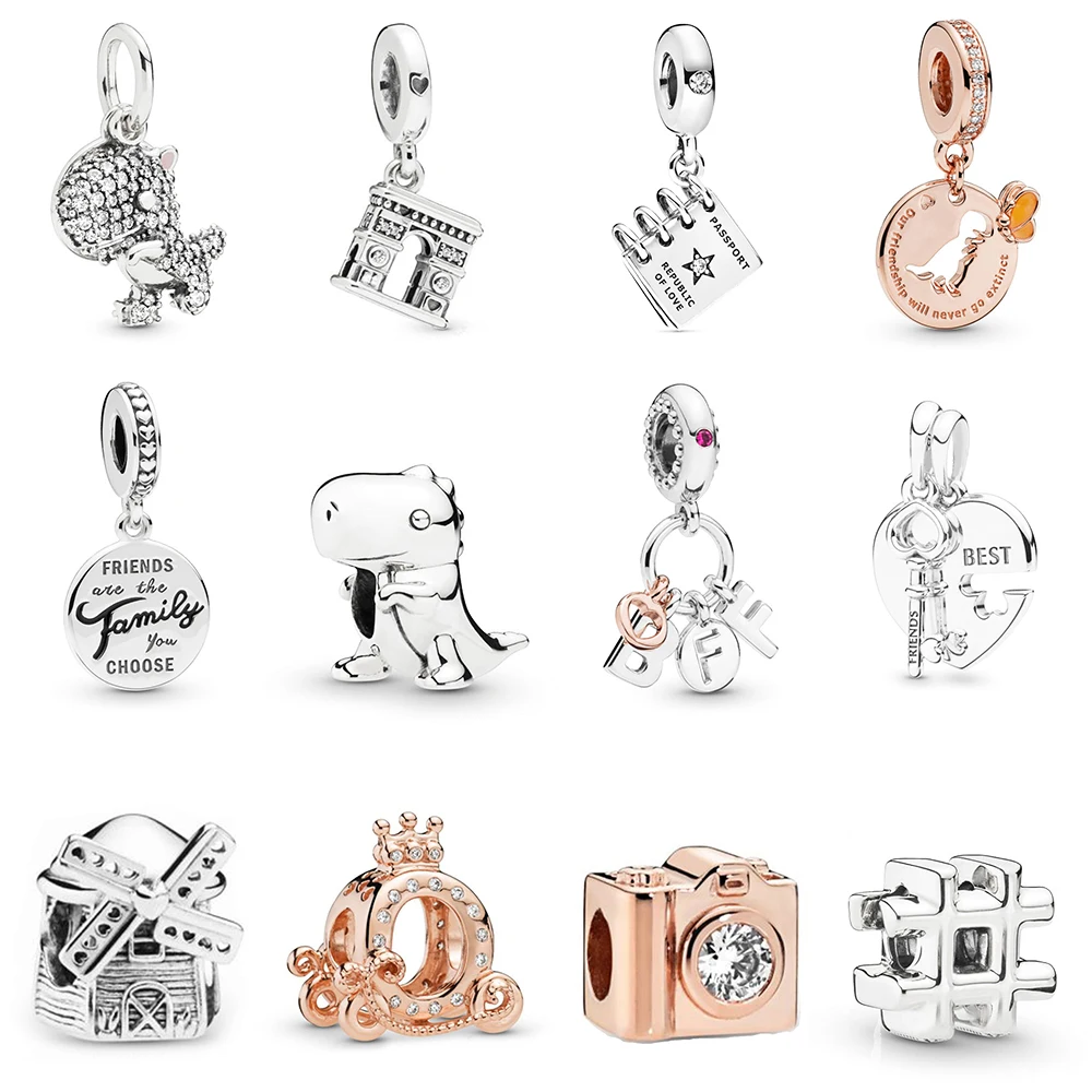 

2019 Autumn And Winter 925 Wears Sterling Silver New Dino The Dinosaur Series Pendant Charm Original Female DIY Jewelry Bracelet