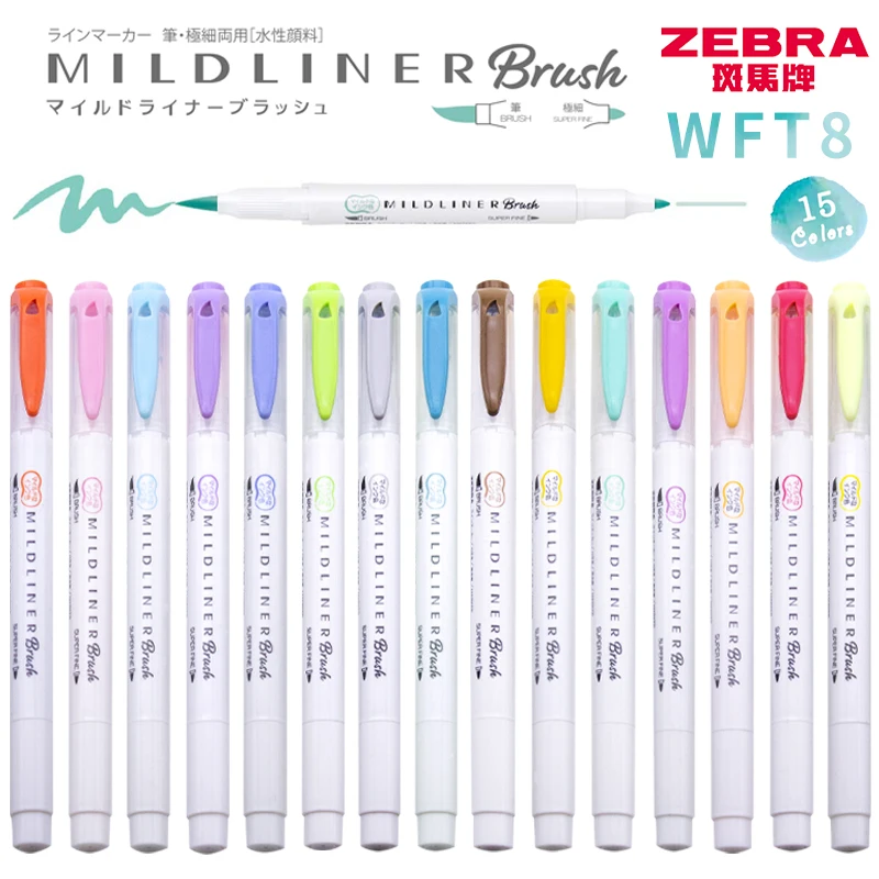 

Japan Zebra 25 Color 1Pc WFT8 Mild Liner Brush Pen Creative Limit Double-headed Marker Pen School Supplies Stationery