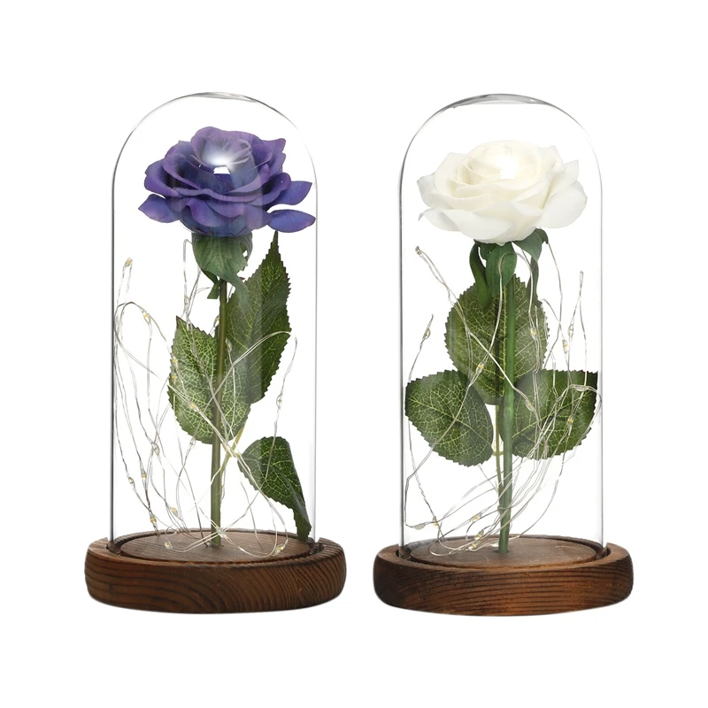 

Artificial Eternal Rose LED Light Artificial Flowers The Beauty Rose In Flask Wedding Valentine Day Gifts