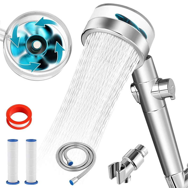 

High Pressure Shower Heads, Handheld Turbo Vortex Shower Head Propeller Hydro Jet Shower Head, 360 Degrees Rotating