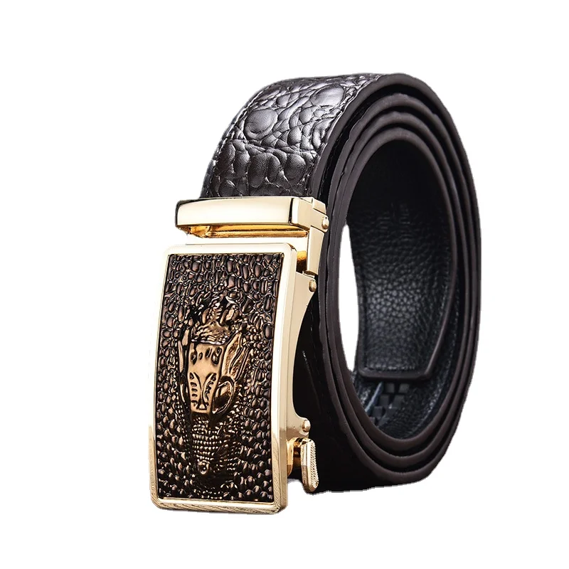 

Men's Leather 3.5cm Automatic Buckle Belt Business Joker Jeans with Suit Leather Belt Men Fashion Belts for High Quality Ladies