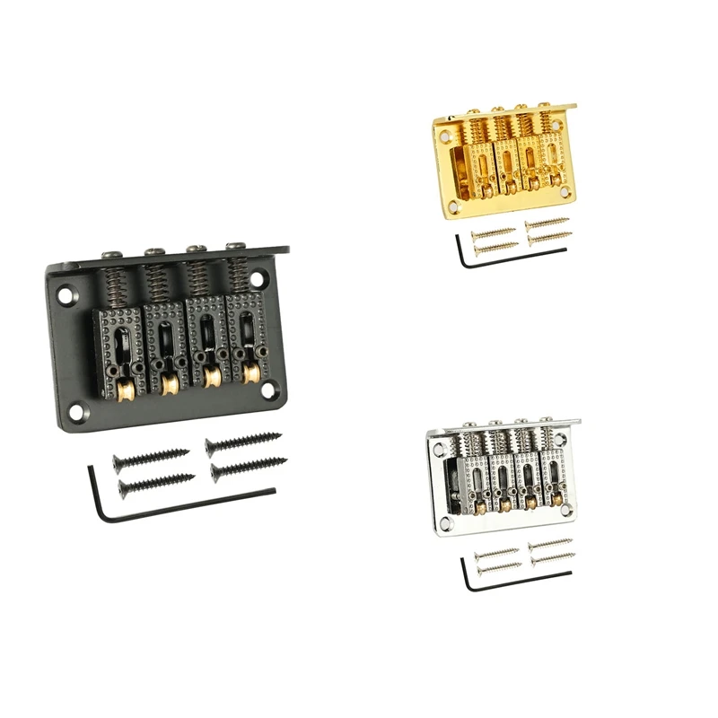 

4-String Chrome Hard-Tail Roller-Style Bridge For Cigar Box Guitars & More Guitar Accessories Zinc Alloy Kits Black