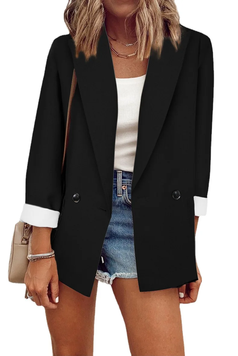 

FashionNew Solid Color Small Suit Single Piece Long Sleeve Spring Suit Jacket Woman Jacket Blazer Women Black Blazer Women Coats