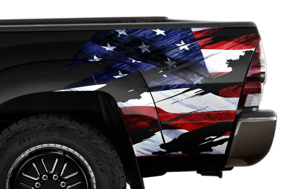 

Quarter Panel Wrap Graphic Sticker Decal For Toyota Tacoma 2005-2015 USA FLAG