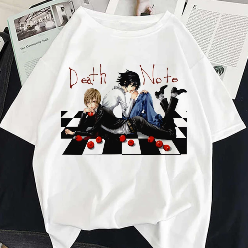 

New Hot Anime Japan Sale Printed Kawaii Cartoon T-shirt Women Casual Graphics Death Note Short-sleeved Shirt Women Summer Tshirt