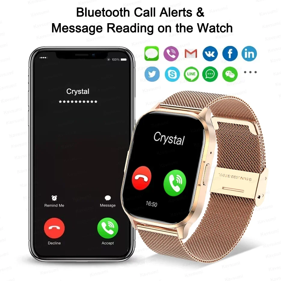 Фото Смарт-часы MAVHX для женщин с AMOLED-экраном 2,01 дюйма, Bluetooth-вызовами, NFC, спортивные часы, мониторинг здоровья, музыка, умные часы для женщин и мужчин №2