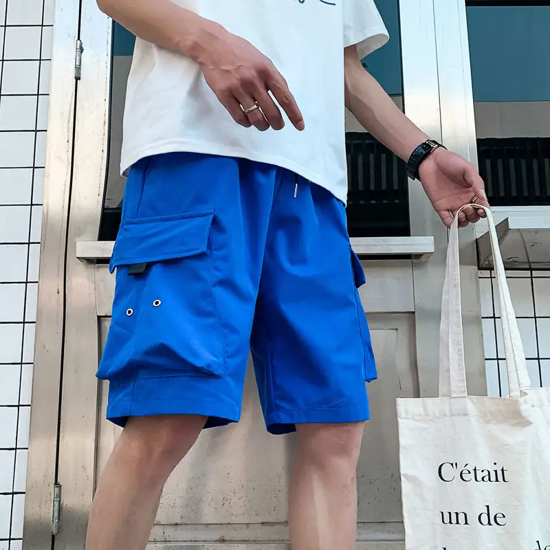 

M-8XLPlus-Sized мужские повседневные мужские свободные брюки средней длины с несколькими карманами