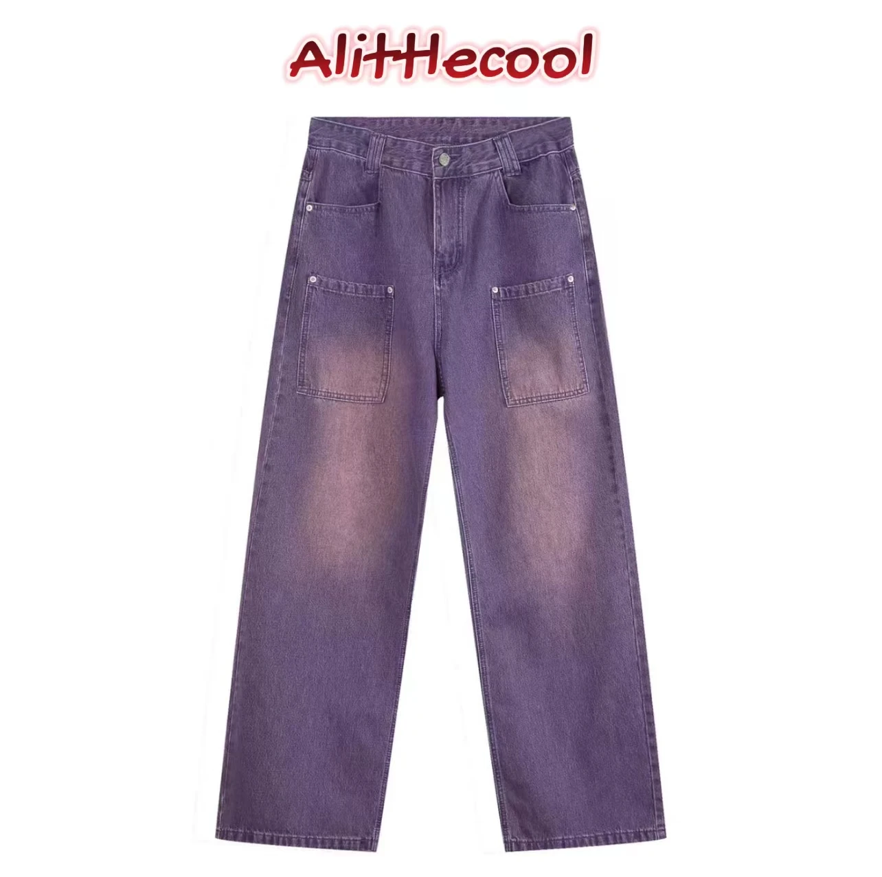 2023 Vintage Hip Hop Purple Baggy Pants Fashion Streetwear Men Casual Jeans High Quality Denim Wide Straight Leg Trousers Unisex