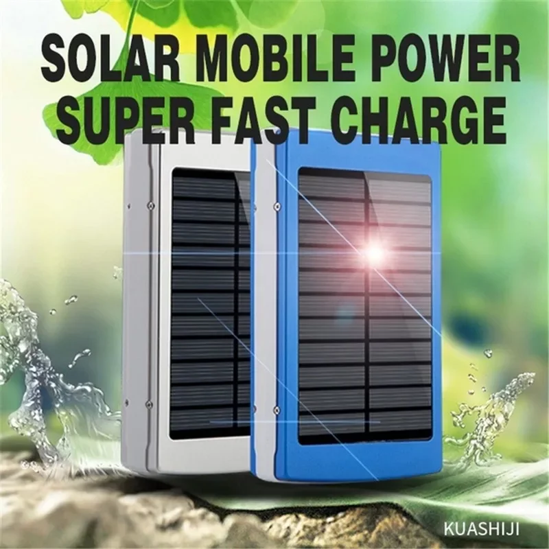 

NEW 30000mah solar power bank qc USB poverbank fast charging power bank dwaterproof outdoor camping light water for android ipho